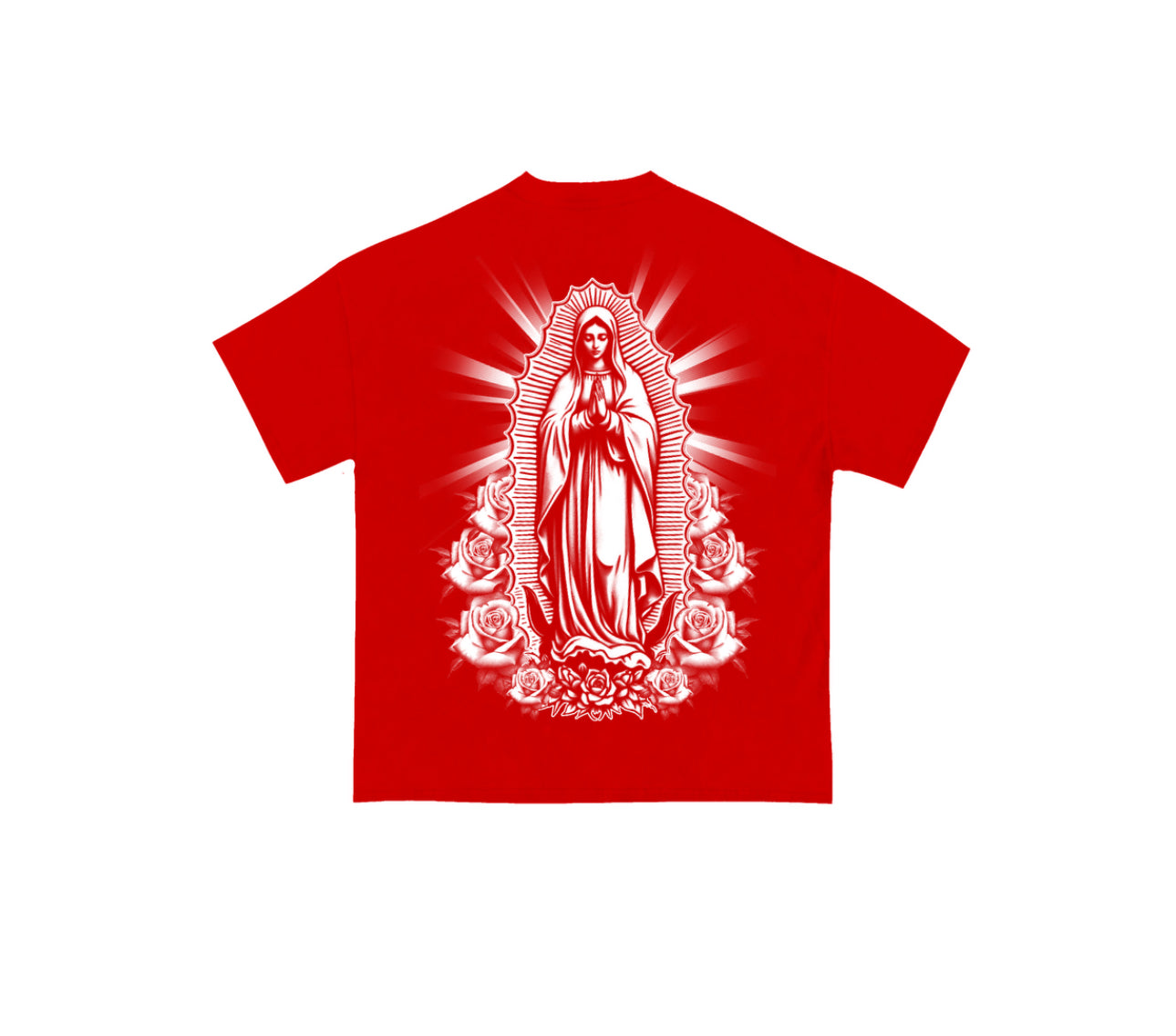 PRAY FOR US TEE IN RED